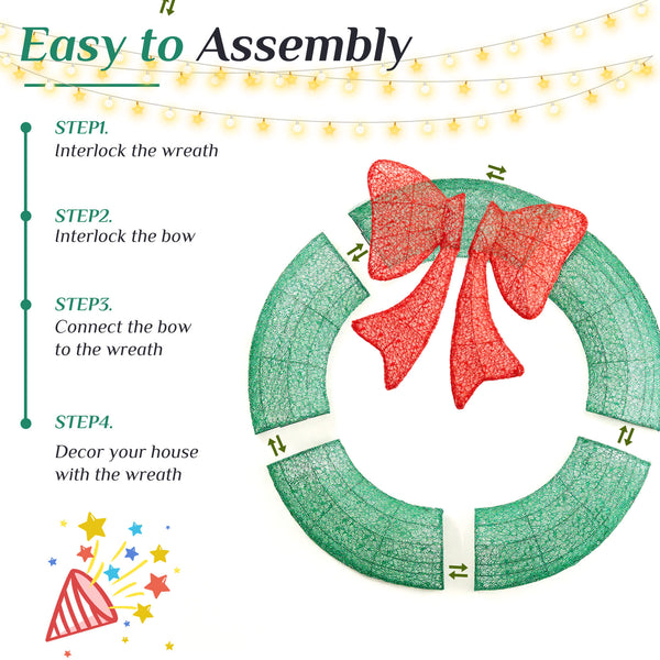 Sweetcrispy Illuminated Christmas Wreath - Outdoor Holiday Decor with Remote