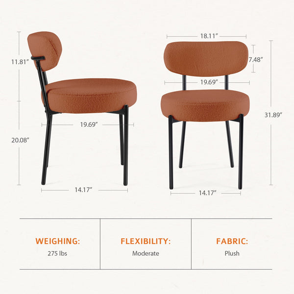 SWEETCRISPY Dining Chairs, Upholstered with Boucle Fabric, Ergonomic Backrest, Matte Black Metal Legs