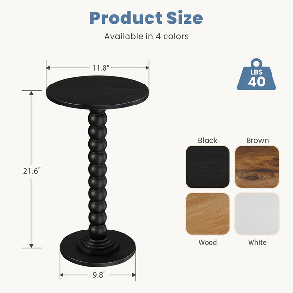 Sweetcrispy Round Side Table, Compact Wood Accent End Table with Waterproof Top for Sofa, Bedside, Corners & Small Space