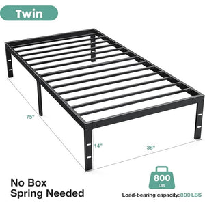 Sweetcrispy Heavy-Duty Metal Platform Bed Frame with Under-Bed Storage