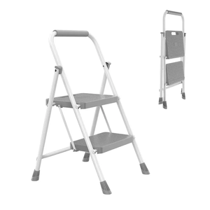 Sweetcrispy 2-Step 330 lbs Capacity Steel Step Ladder, Non-Slip Pedals Comfortable Handrails Portable for Kitchen Garage Outdoor, Black