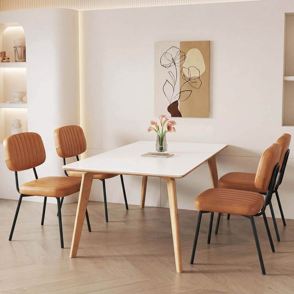 Sweetcrispy Dining Chair 2 Piece Faux Leather Cushion Set for Dining Room