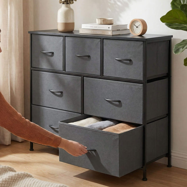 Sweetcrispy Dresser Wooden Top with Storage for Living Room Bedroom
