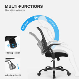 Sweetcrispy Office Chair with Wheels Reversible Armrests