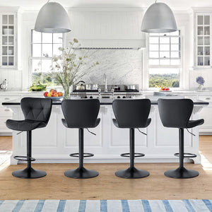 Sweetcrispy Faux Leather Diamond-Quilted Bar Stool-set of 2