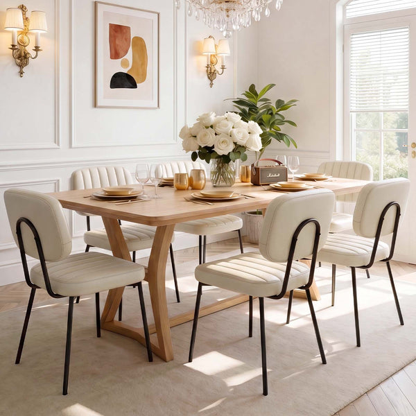 Sweetcrispy Dining Chair 2 Piece Faux Leather Cushion Set for Dining Room