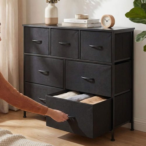Sweetcrispy Dresser Wooden Top with Storage for Living Room Bedroom