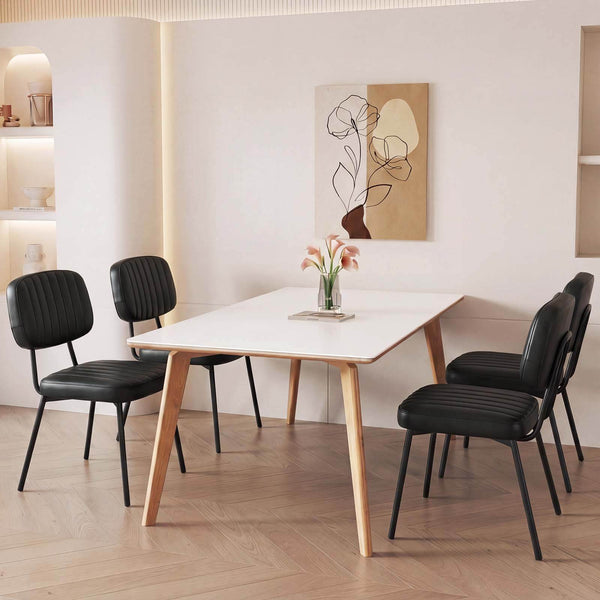 Sweetcrispy Dining Chair 2 Piece Faux Leather Cushion Set for Dining Room
