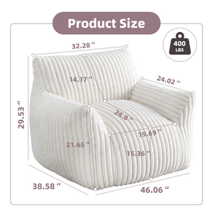 Sweetcrispy Bean Bag Chair, High-Rebound Foam Sofa, Soft Lounge Chair for Living Room, Bedroom and Dorm