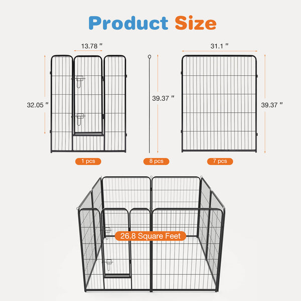 Sweetcrispy Dog Fence Collapsible for Garden Patio