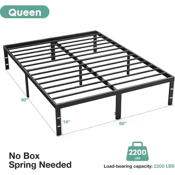 Sweetcrispy Heavy-Duty Metal Platform Bed Frame with Under-Bed Storage