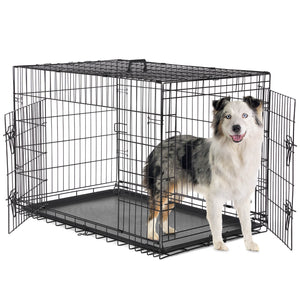 Sweetcrispy Dog Crate Double Door with Divider Foldable Indoor/Outdoor