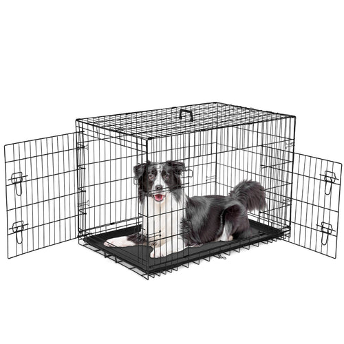 Sweetcrispy Dog Crate Double Door with Divider Foldable Indoor/Outdoor