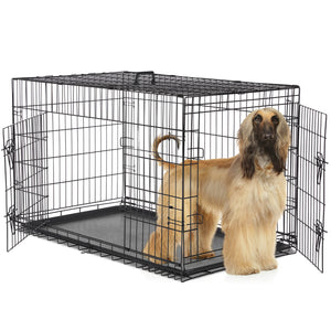 Sweetcrispy Dog Crate Double Door with Divider Foldable Indoor/Outdoor