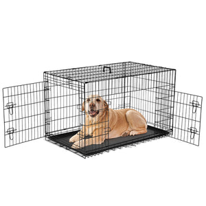 Sweetcrispy Dog Crate Double Door with Divider Foldable Indoor/Outdoor