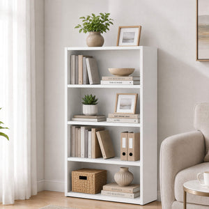 Sweetcrispy Adjustable Bookshelf, Freestanding Bookcase with Storage