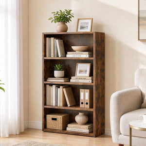 Sweetcrispy Adjustable Bookshelf, Freestanding Bookcase with Storage