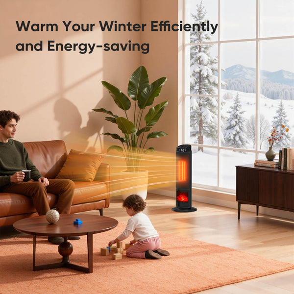 Sweetcrispy HaloFlame Electric Fireplace Tower Heater