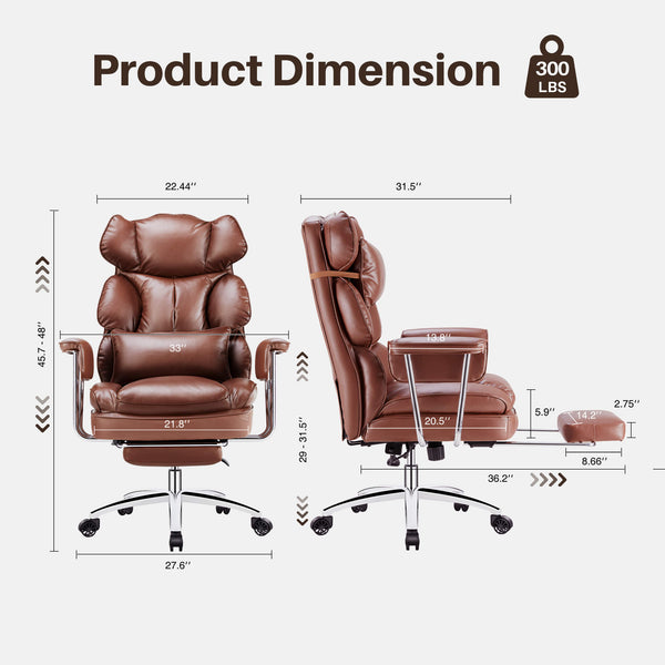 Sweetcrispy Computer Chair Leather with Leg Rest for Office