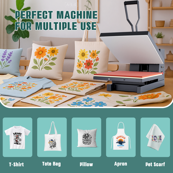 Sweetcrispy 15x15 Heat Press Machine for DIY, Fast Heating and Adjustable Pressure