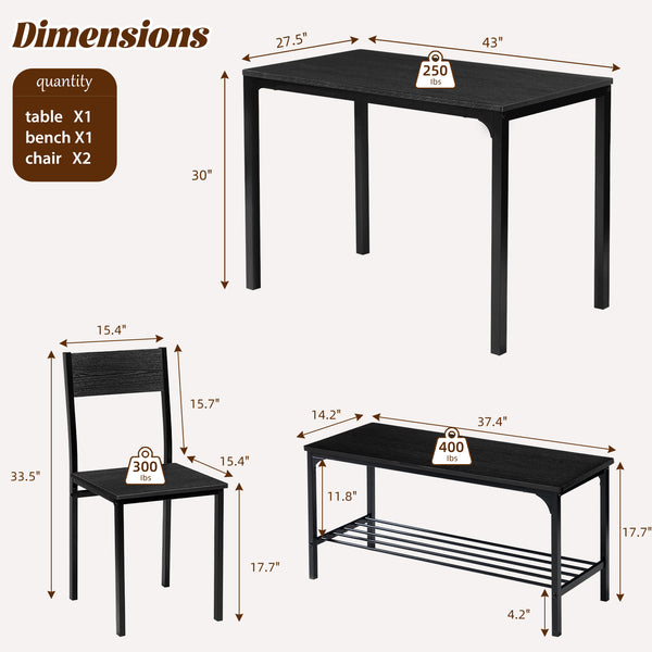 Sweetcrispy 3-Piece / 4-Piece Dining Table Set for Small Spaces, Apartments & Dining Rooms
