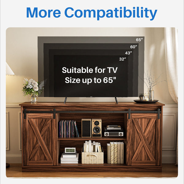 EDX TV Stand for 32-65 Inch TV Farmhouse Entertainment Center with Storage Cabinets