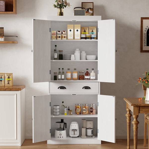 Sweetcrispy 72.2" Tall Kitchen Pantry Storage Cabinet with Adjustable Shelves and Drawer