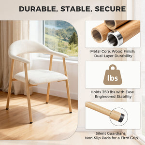 Sweetcrispy Upholstered Dining Chairs, Wood-Look Finish with Sturdy Metal Frame, Set of 2