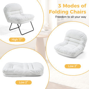 Sweetcrispy Foldable Cushioned Saucer Chair, Lounge Chair with Adjustable Back Support