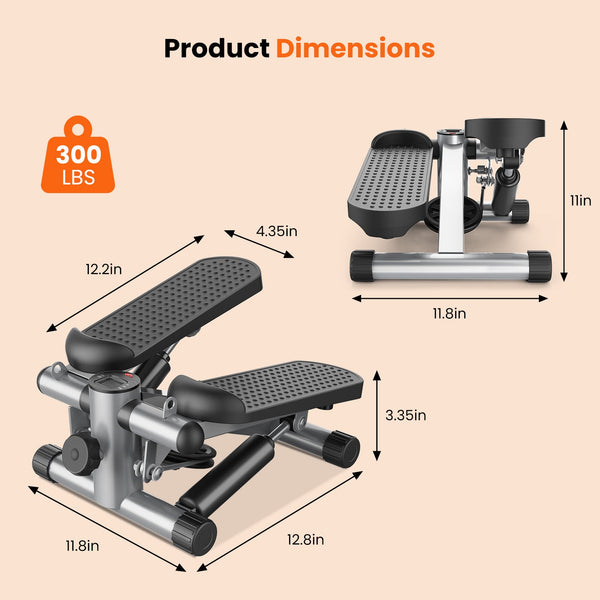 edx Steppers for Exercise, Mini Home Fitness Step with Resistance, Load Capacity 300lbs, with Digital Display, for Indoor Fitness