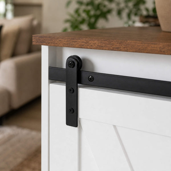 Sweetcrispy 58“ Sliding Barn Door TV Cabinet