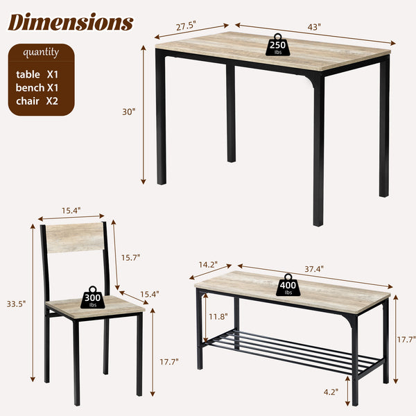 Sweetcrispy 3-Piece / 4-Piece Dining Table Set for Small Spaces, Apartments & Dining Rooms