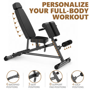 Sweetcrispy Adjustable Weight Bench, Foldable Strength Training Bench with 6 Backrest Positions, Incline Decline Flat Modes, 660 lbs Capacity for Home Gym Workout