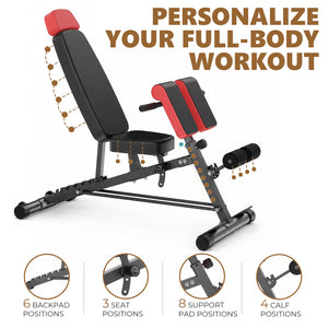 Sweetcrispy Adjustable Weight Bench, Foldable Strength Training Bench with 6 Backrest Positions, Incline Decline Flat Modes, 660 lbs Capacity for Home Gym Workout