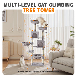Sweetcrispy 71" Multi-Level Cat Tree, Cat Tower for Indoor Cats