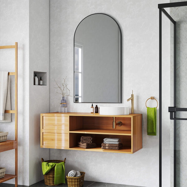 Sweetcrispy Gothic Arched Wall Mirror for Bathroom