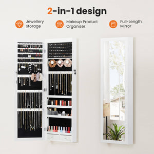 Sweetcrispy Jewellery Cabinet Hangable with Mirror for Bedroom