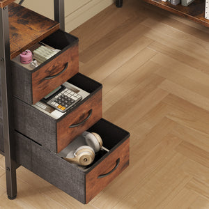 Sweetcrisppy L-Shaped Computer Desk with 3 Drawers and Power Outlets