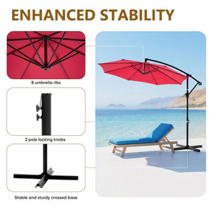 Sweetcrispy 10ft Cantilever Patio Umbrella for Garden, Backyard, Poolside