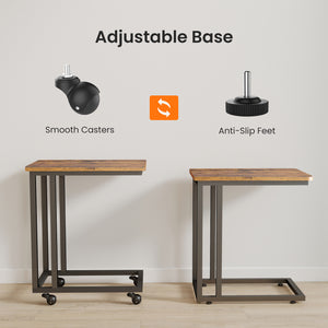 Sweetcrispy C-Shaped Side Table with Removable Casters for Small Spaces