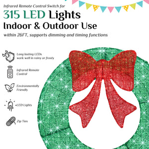 Sweetcrispy Illuminated Christmas Wreath - Outdoor Holiday Decor with Remote