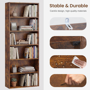 Sweetcrispy Adjustable Bookshelf, Freestanding Bookcase with Storage