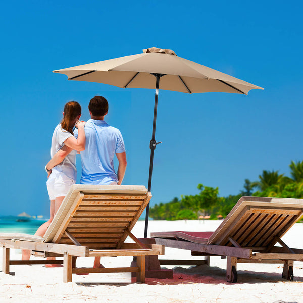 Sweetcrispy Patio Sunshade, 9 Feet with 8 Bones for Patios, Pools