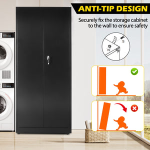 Sweetcrispy Lockable Metal Storage Cabinet with Wheels and Adjustable Shelves