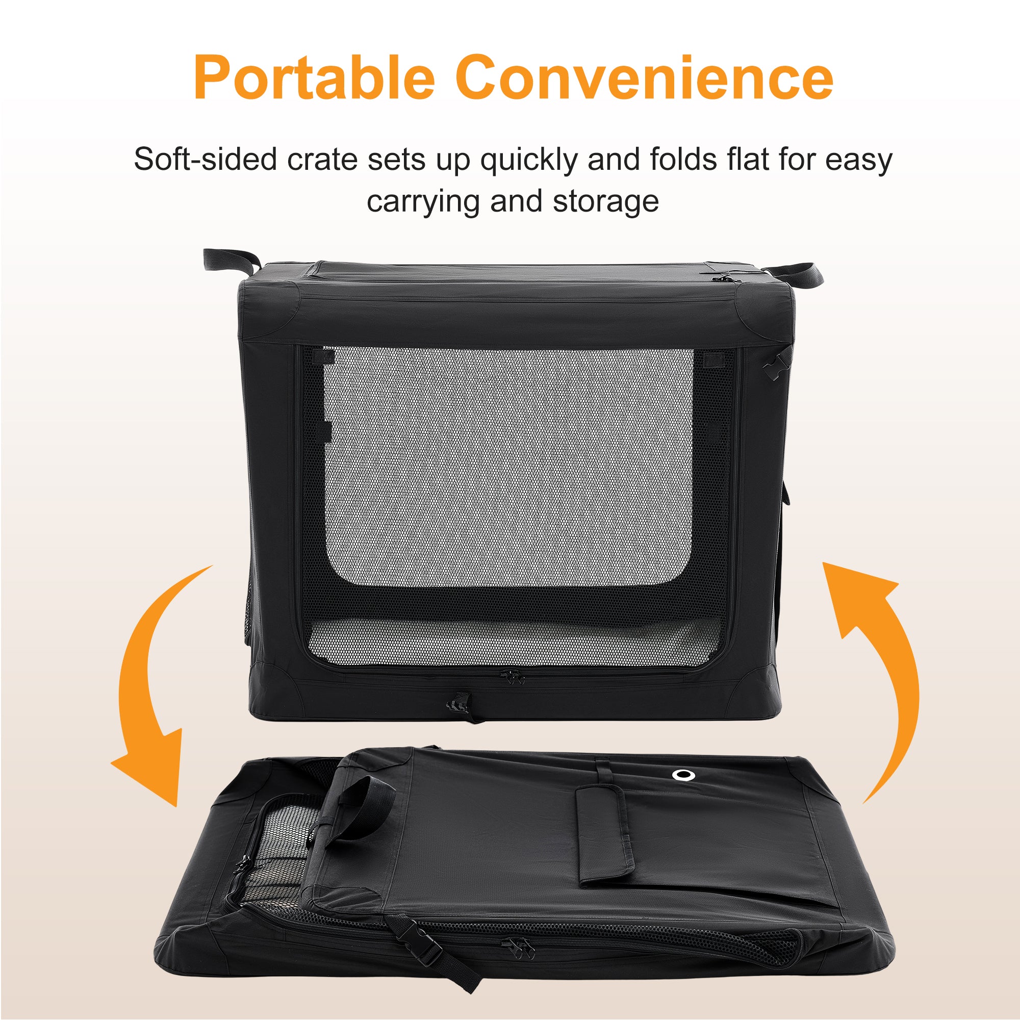 Sweetcrispy Portable Foldable Dog Crate, Soft-Sided Pet Carrier with M