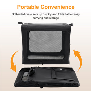 Sweetcrispy Portable Foldable Dog Crate, Soft-Sided Pet Carrier with Mesh Panels