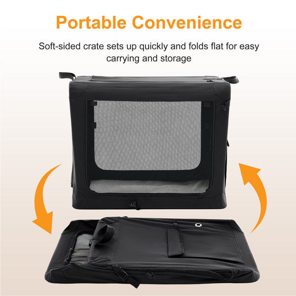 Sweetcrispy Portable Foldable Dog Crate, Soft-Sided Pet Carrier with Mesh Panels