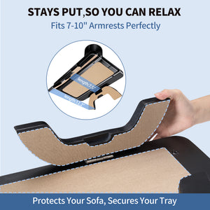 SWEETCRISPY Sofa Arm Tray - Stable Organizer for Drinks Snacks Remote, Universal Fit for Couch Armrests, Non-Slip Design, Easy Install