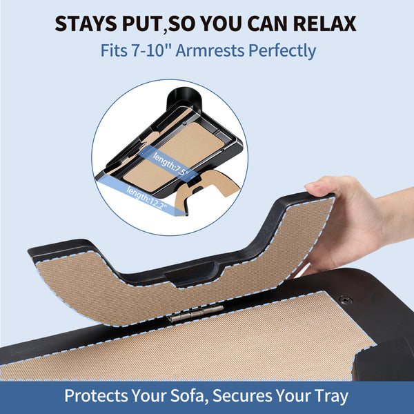 SWEETCRISPY Sofa Arm Tray - Stable Organizer for Drinks Snacks Remote, Universal Fit for Couch Armrests, Non-Slip Design, Easy Install
