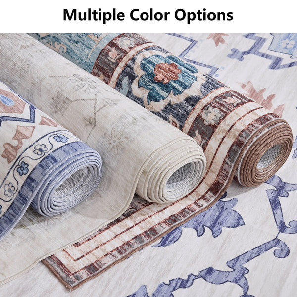 Sweetcrispy Washable Low-Pile Polyester Area Rug